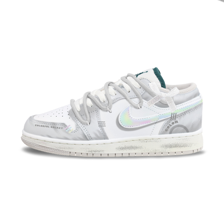 Jordan Air Jordan 1 Abrasion Resistant Low Top Vintage Basketball Shoes Unisex Light Gray