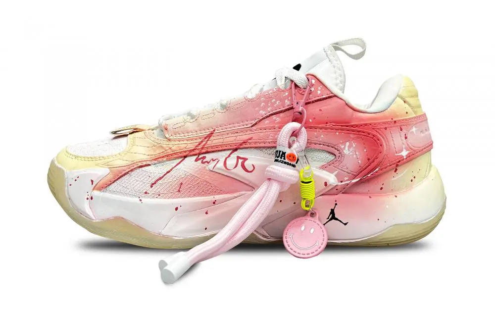 Jordan Luka 2 Funi Dreamy Cushioning, Wear Resistant Low top Basketball Shoes Men's Pink Yellow