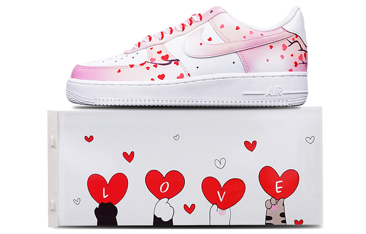 Nike Air Force 1 Skateboard Shoes Women's Low-Top Pink/Red/White
