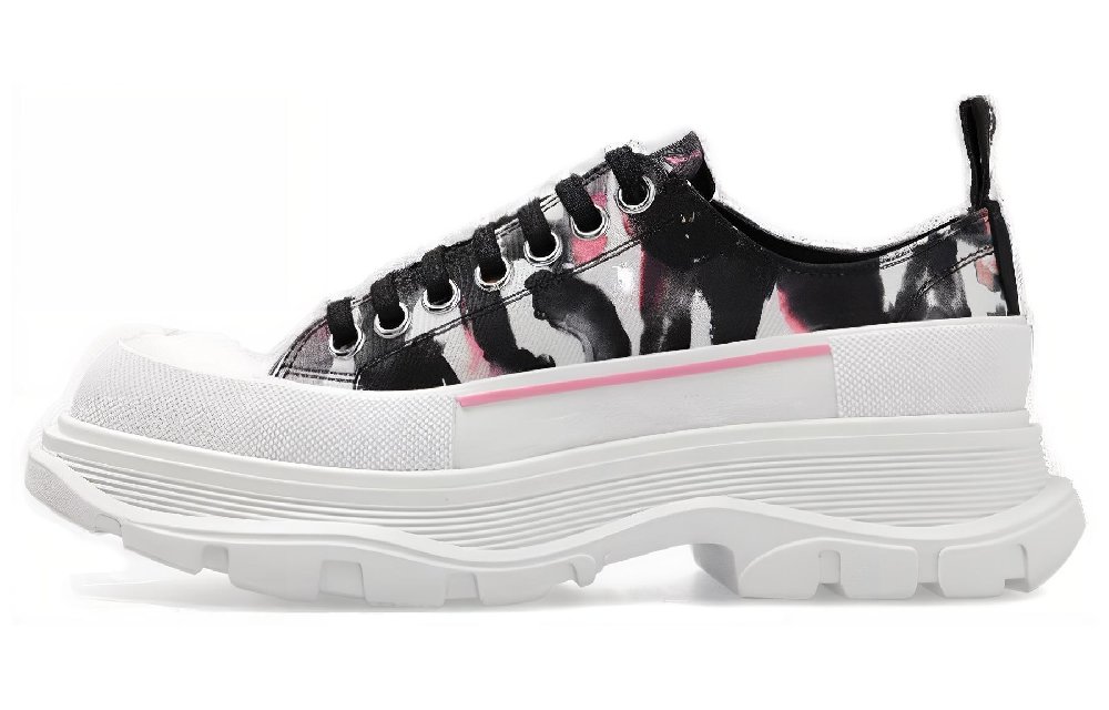 Alexander McQueen Watercolour Graffiti Tread Slick White Black Pink Women's