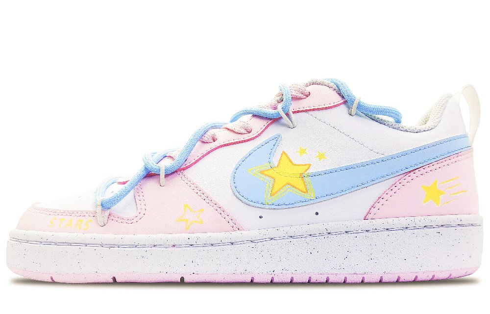 Nike Court Borough Low-Top Skateboard Shoes Women's Blue Yellow Pink