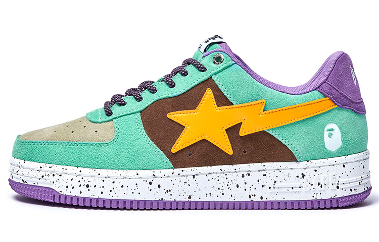 A BATHING APE Bape Sta Teal Brown Yellow Suede