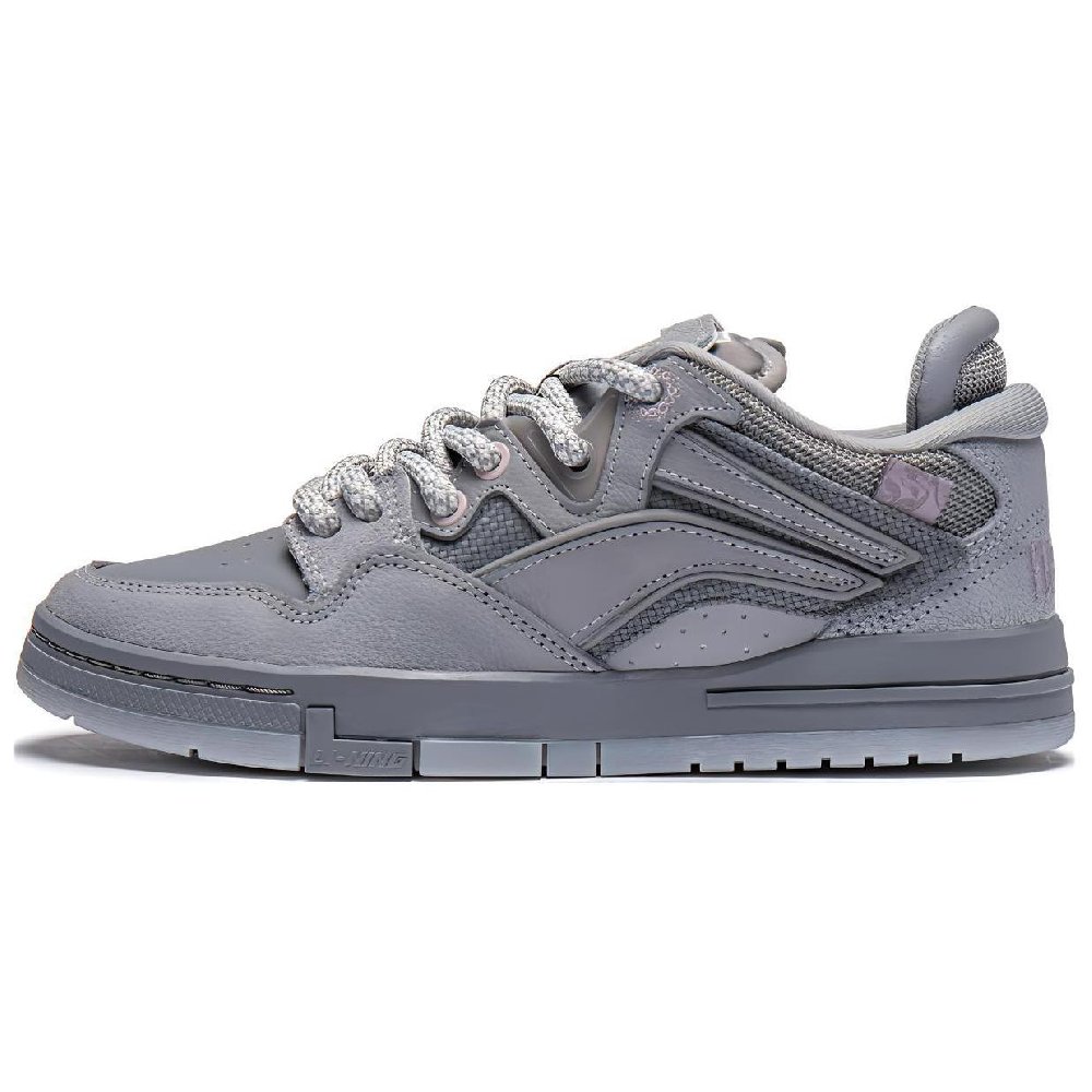 PLEASURES x LiNing Wear-resistant And Lightweight Low-Top Skateboard Shoes Women's Gray