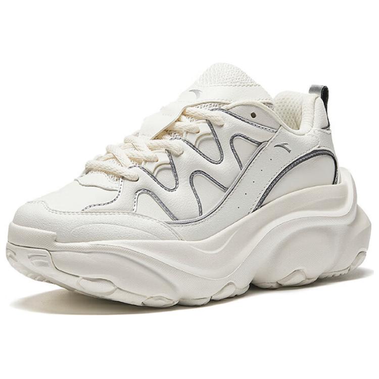 Anta Meowth Shoes 5 Cushioning Anti-Slip And Wear-Resistant Low-Top Casual Shoes Women's White Silver