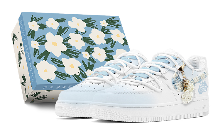Nike Air Force 1 Low Slip-Resistant Low-Top Skateboard Shoes GS Blue