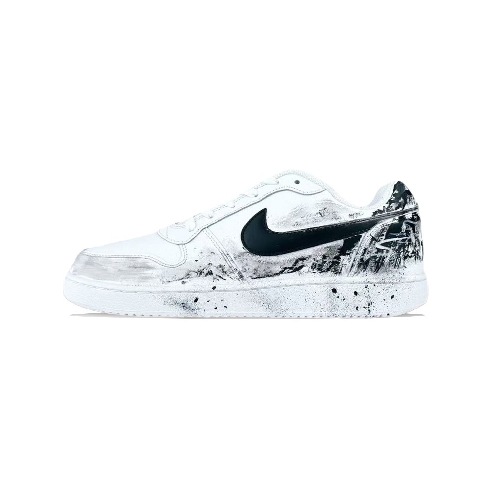 Nike EBERNON Snowy Night Footprints Low Top Skateboard Shoes Men's Black White