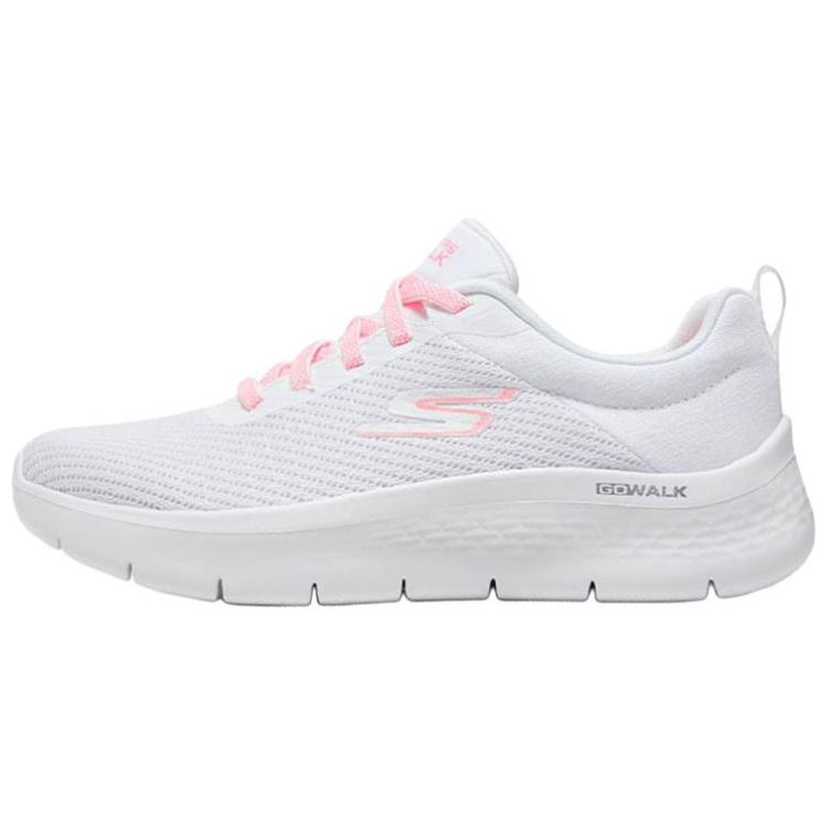 Skechers Go Walk Fle Wear-Resistant Low-Top Casual Shoes Women's White Pink