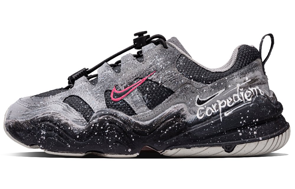 Nike Tech Hera Blush Pink Ink Trend Abrasion Resistant Low Top Casual Shoes Unisex Black Gray