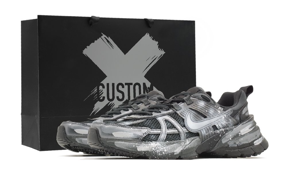 Nike V2K Run Wear-Resistant Low-Top Casual Running Shoes Men's Gray Black