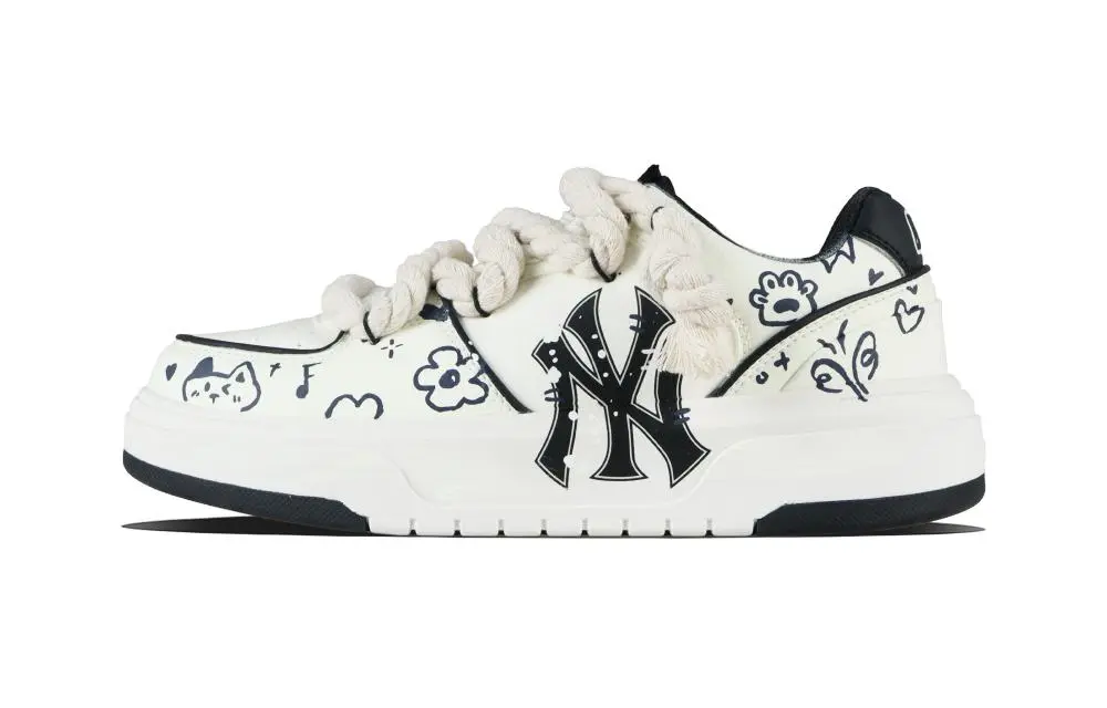 MLB Chunky Liner Childlike Meowth Abrasion Resistant Low top Skateboard Shoes Unisex Blue