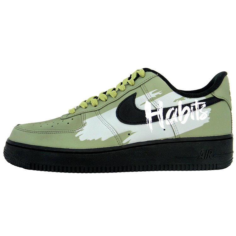 Nike Air Force 1 Green Gray Letter Anti Slip Wear Resistant Low Top Skateboard Shoes Unisex Army Green