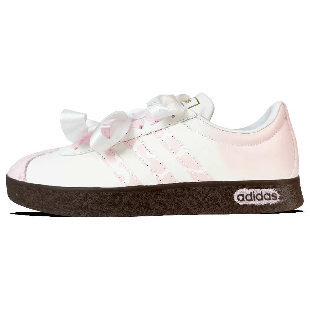 Adidas VL COURT 2.0 Abrasion Resistant Low top Skateboard Shoes Unisex Pink White