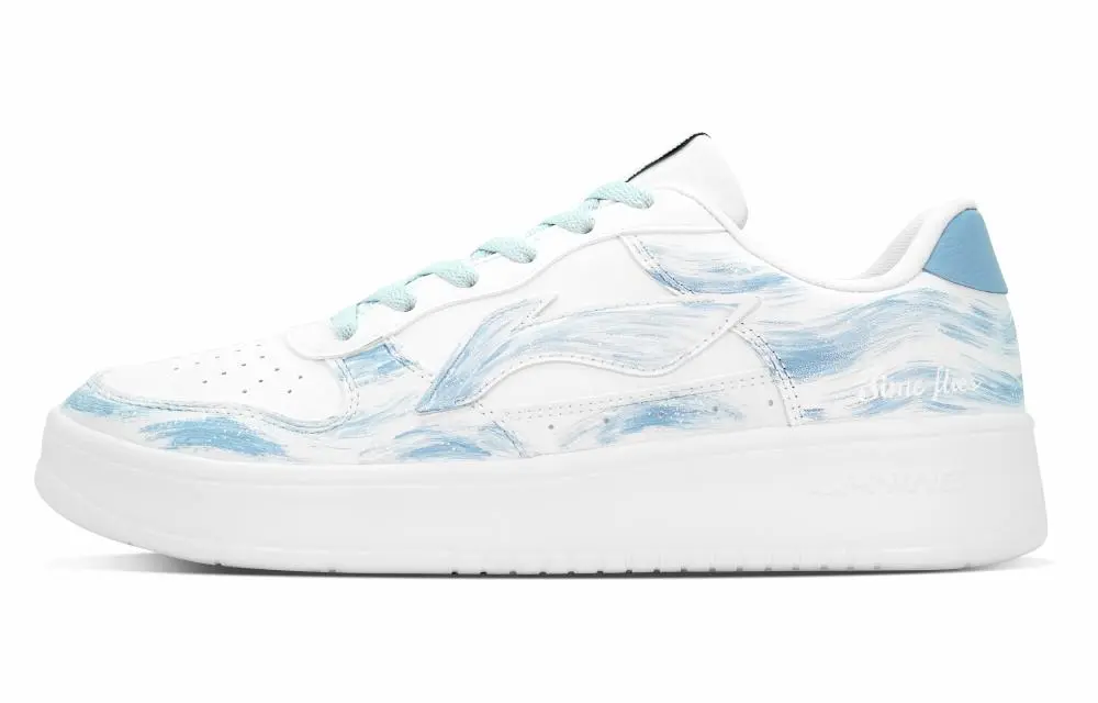 LiNing Pontoon Boats Coverage Cushioning Abrasion Resistant Low top Skateboard Shoes Men's White Blue