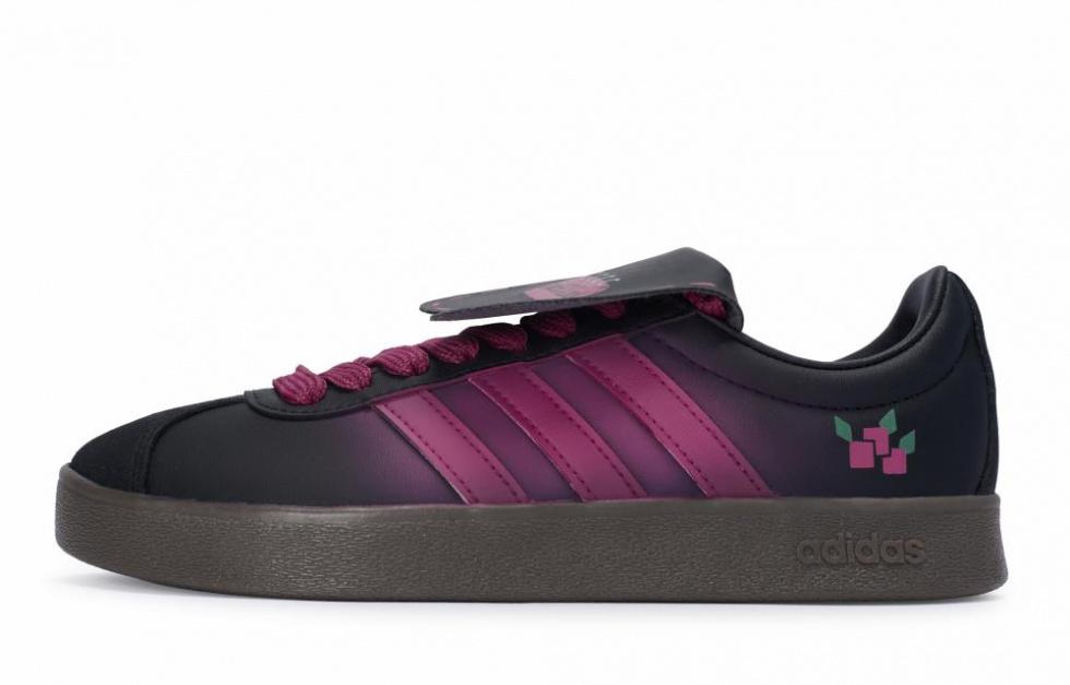 Adidas Neo Vl Court 811 Manufactured Carbonated Berry Low-Top Skateboard Shoes Unisex Black Fuchsia
