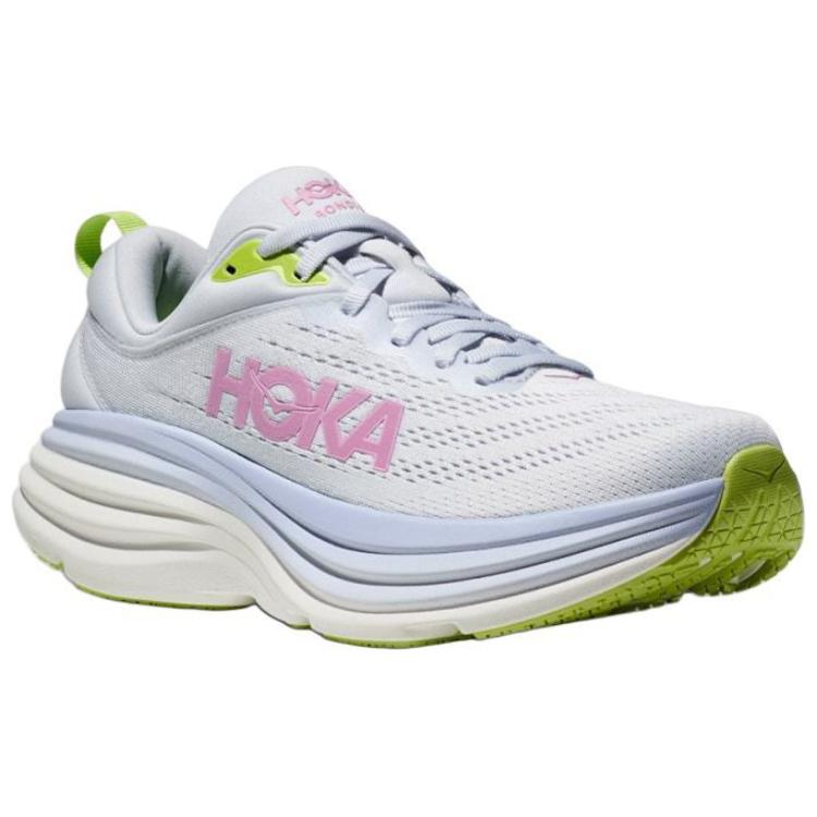 HOKA ONE ONE Bondi 8 Anti-Slip Wear-Resistant Low-Top Casual Running Shoes Women's Blue Pink