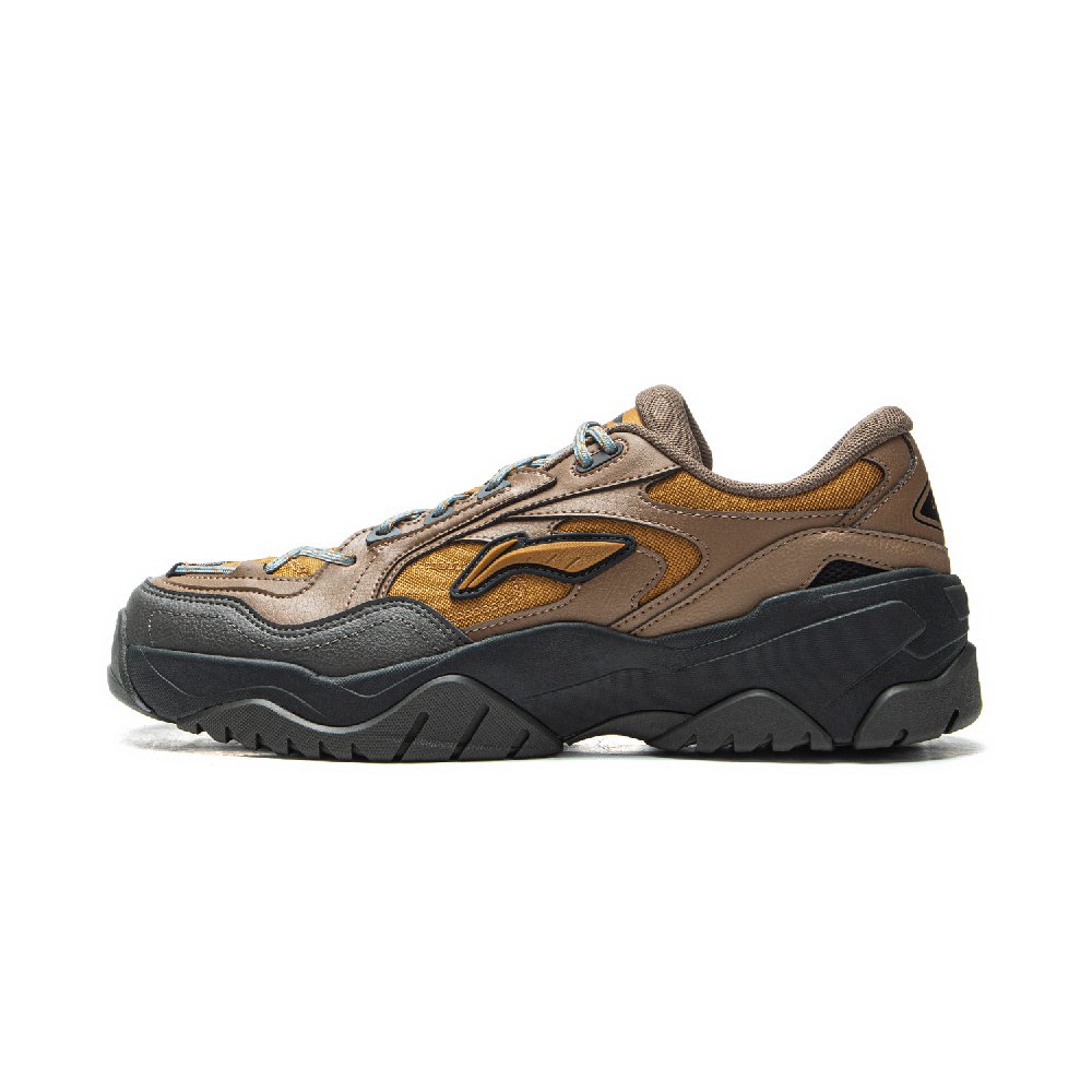 LiNing Gravel Slip Resistant, Abrasion Resistant, Lightweight Low Top Casual Shoes Men's Brown