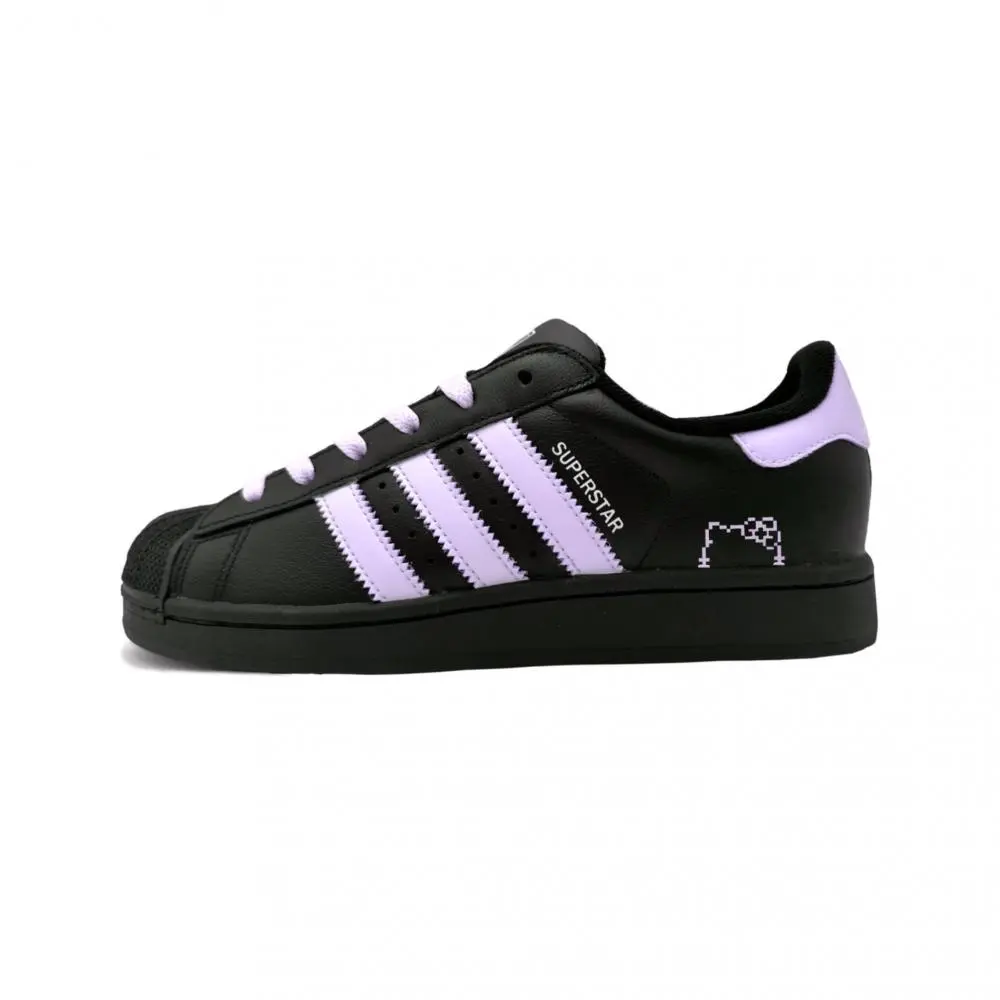 Adidas Originals Superstar 2 Artisan Drying, Taro Abrasion Resistant Low top Skateboard Shoes Unisex Black