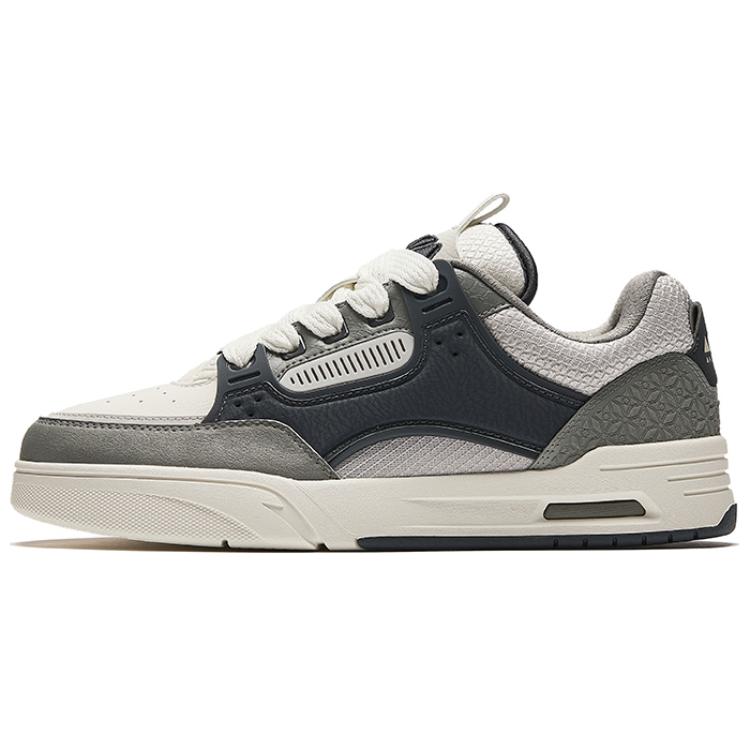 Anta AOJIE Anti Slip Wear Resistant Low Top Skateboard Shoes Men's White Gray