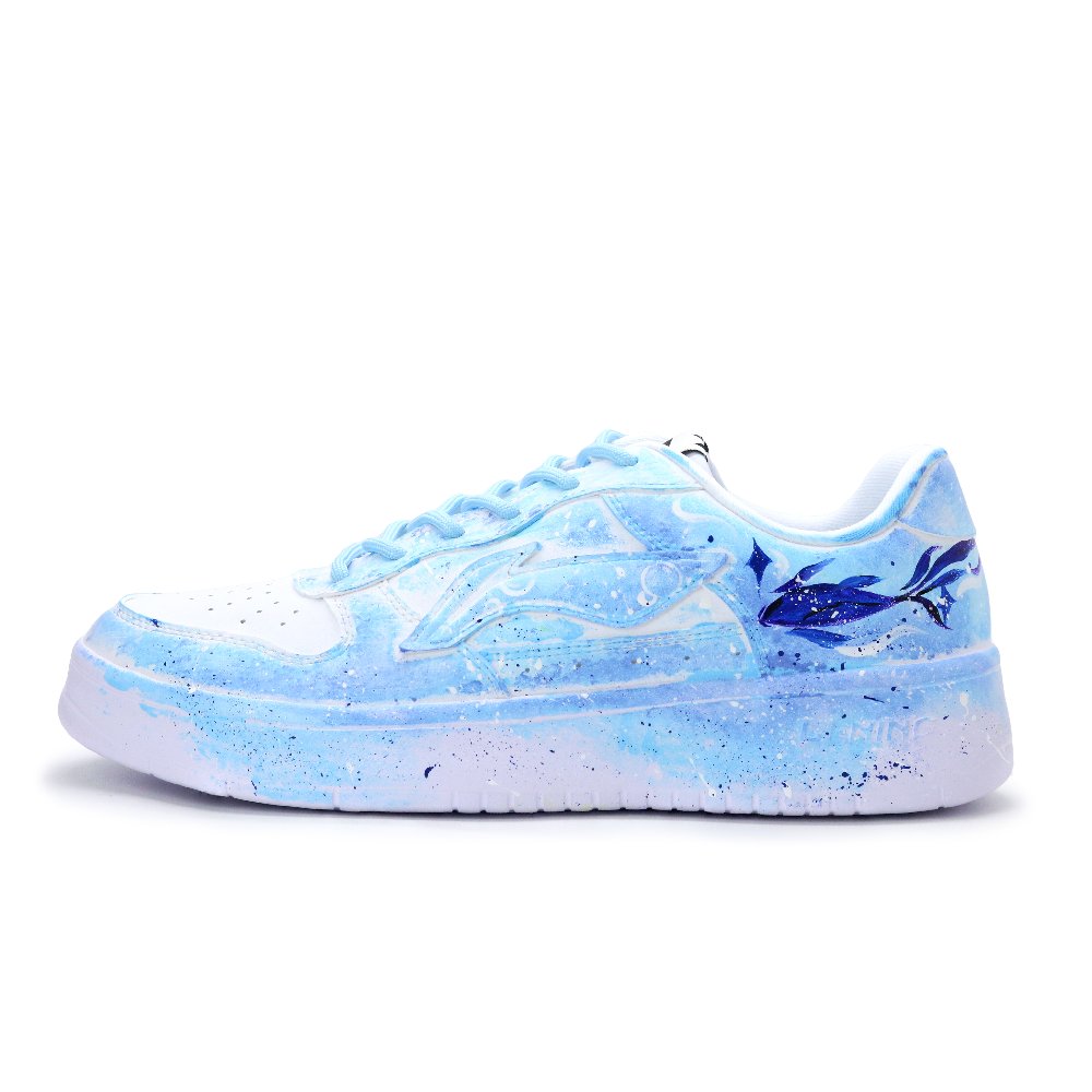 LiNing Pontoon Boats Lightweight, Breathable Coverage Low Top Skateboard Shoes Unisex Blue White