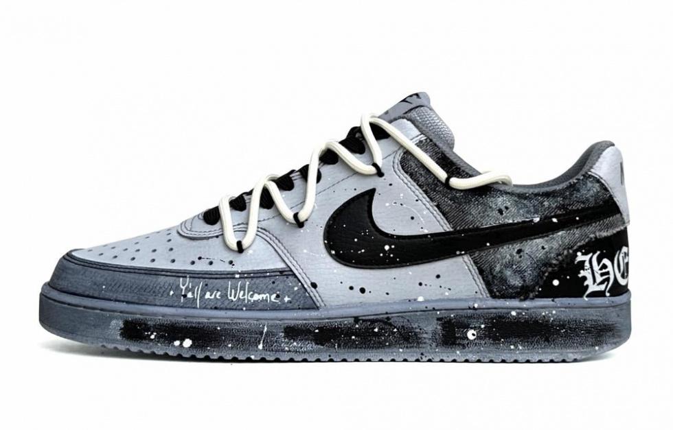 Nike Court Vision 1 Low Top Skateboard Shoes Men's Black Gray