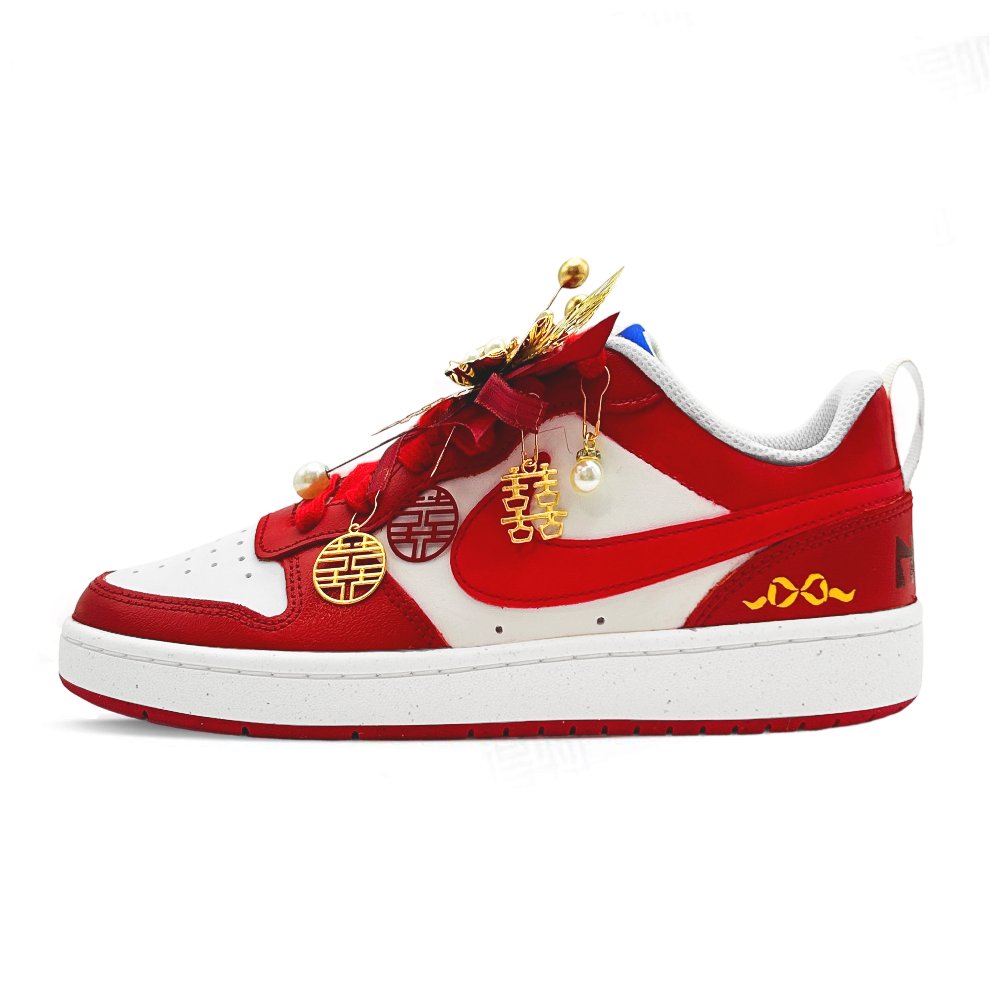 Nike Court Borough Happy Union Abrasion Resistant, Lightweight, And Breathable Low Top Skateboard Shoes Women's Red