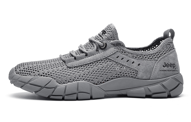 Jeep Cushioned Wear-Resistant Lightweight Breathable Slip-Resistant Low-Top Casual Shoes Men's Gray