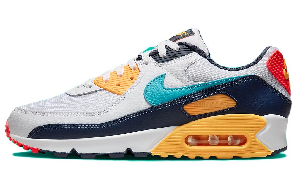 Nike Air Max 90 Повседневная обувь Низкие кеды Белый синий желтый Мужская