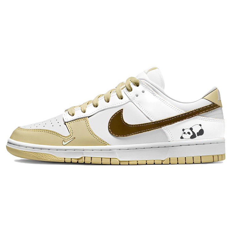 Nike Dunk Skateboard Shoes Men's Low Top Beige White Yellow