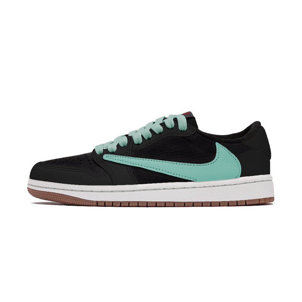 Travis Scott X JORDAN Air Jordan 1 Vintage Basketball Shoes Unisex Low top Black/Tiffany Green