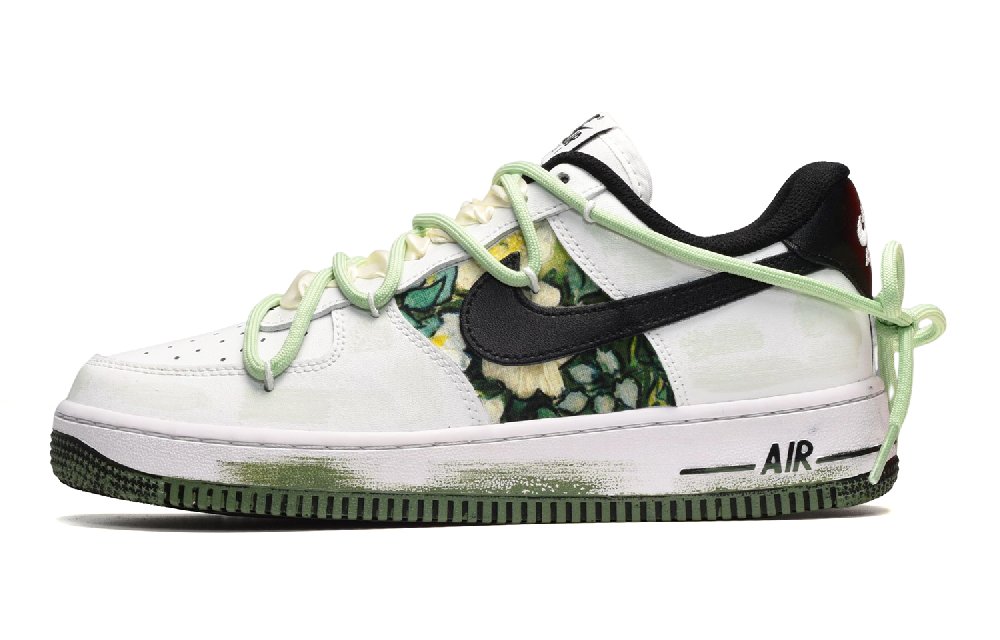 Nike Air Force 1 Skateboard Shoes Women's Low-Top Black White Green