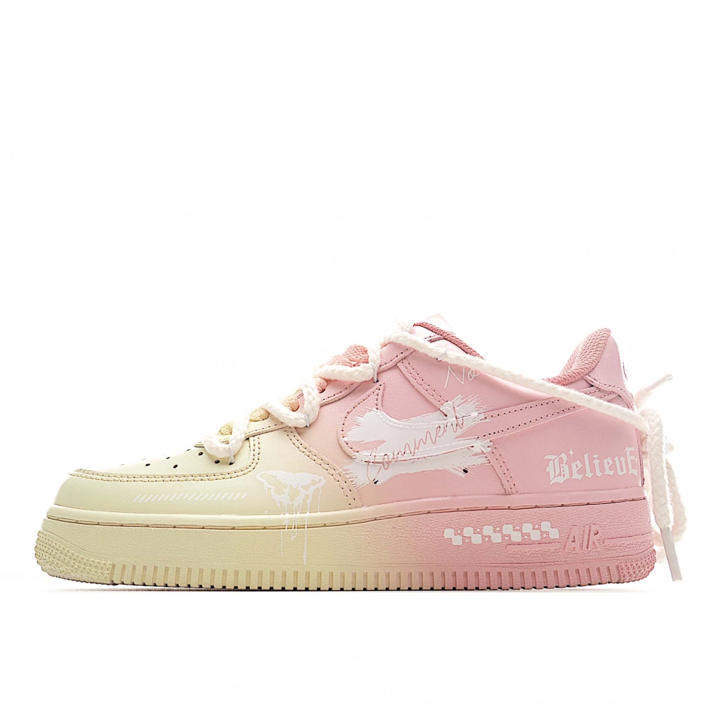 Nike Air Force 1 Faith Low Top Skateboard Shoes Unisex Pink Yellow