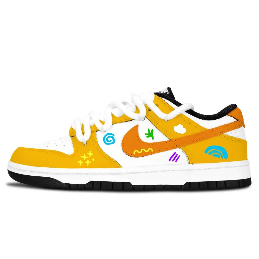 Nike Dunk Black White, Dazzling Color Cute Paint Abrasion Resistant Slip Resistant Low top Skateboard Shoes Unisex