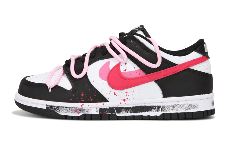 Nike Dunk Low Low-Top Skateboard Shoes GS Black Pink