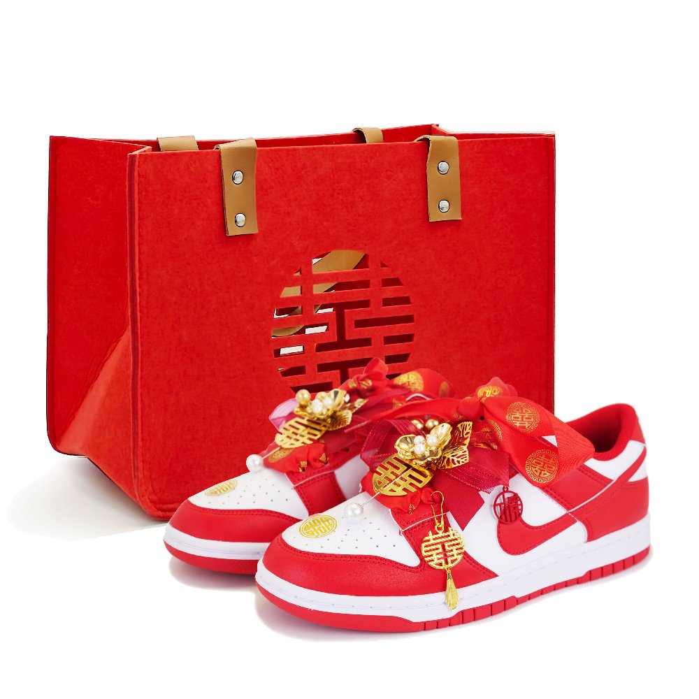 Nike Dunk Fu Lu Mandarin Duck Abrasion Resistant Low Top Skateboard Shoes Unisex Red White