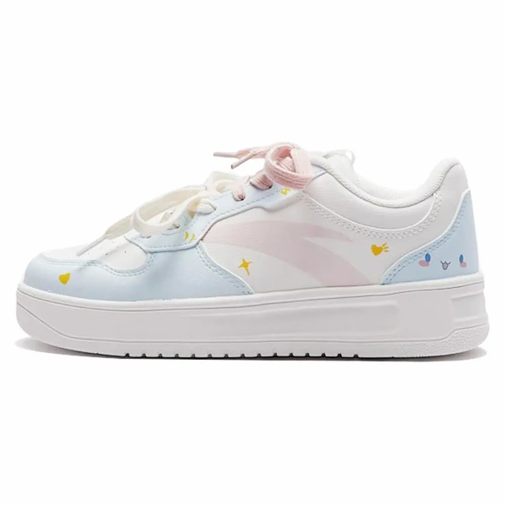 Anta Relaxed Abrasion Resistant Lightweight Slip Resistant Low top Skateboard Shoes Women's Pink Blue
