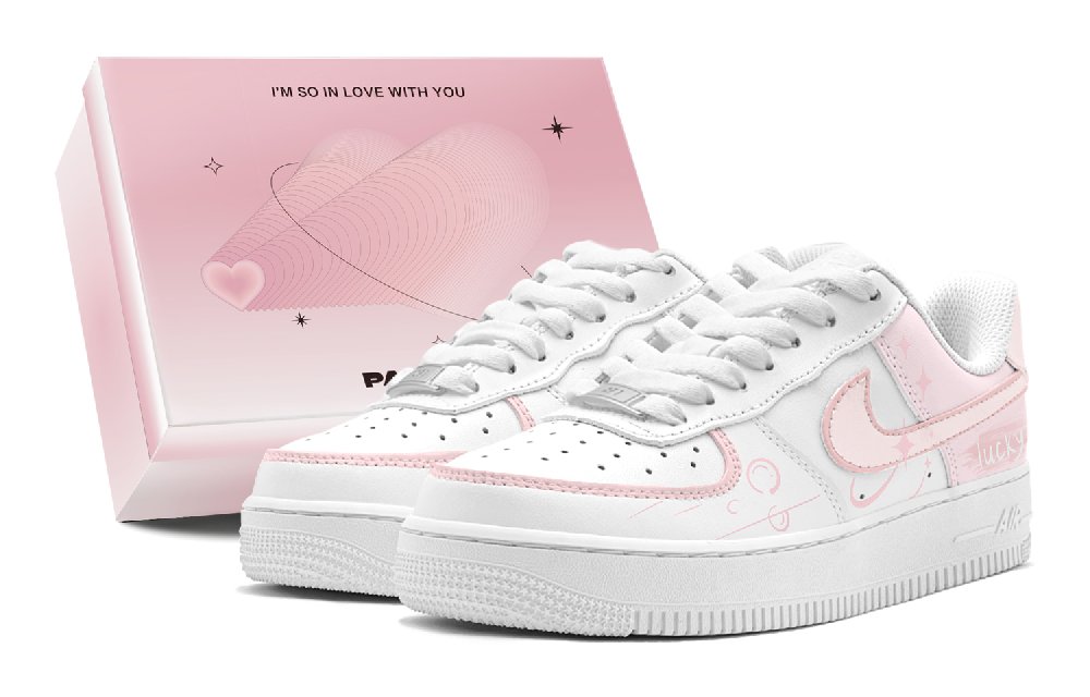 Nike Air Force 1 Slip Resistant Low Top Skateboard Shoes Women's Pink White