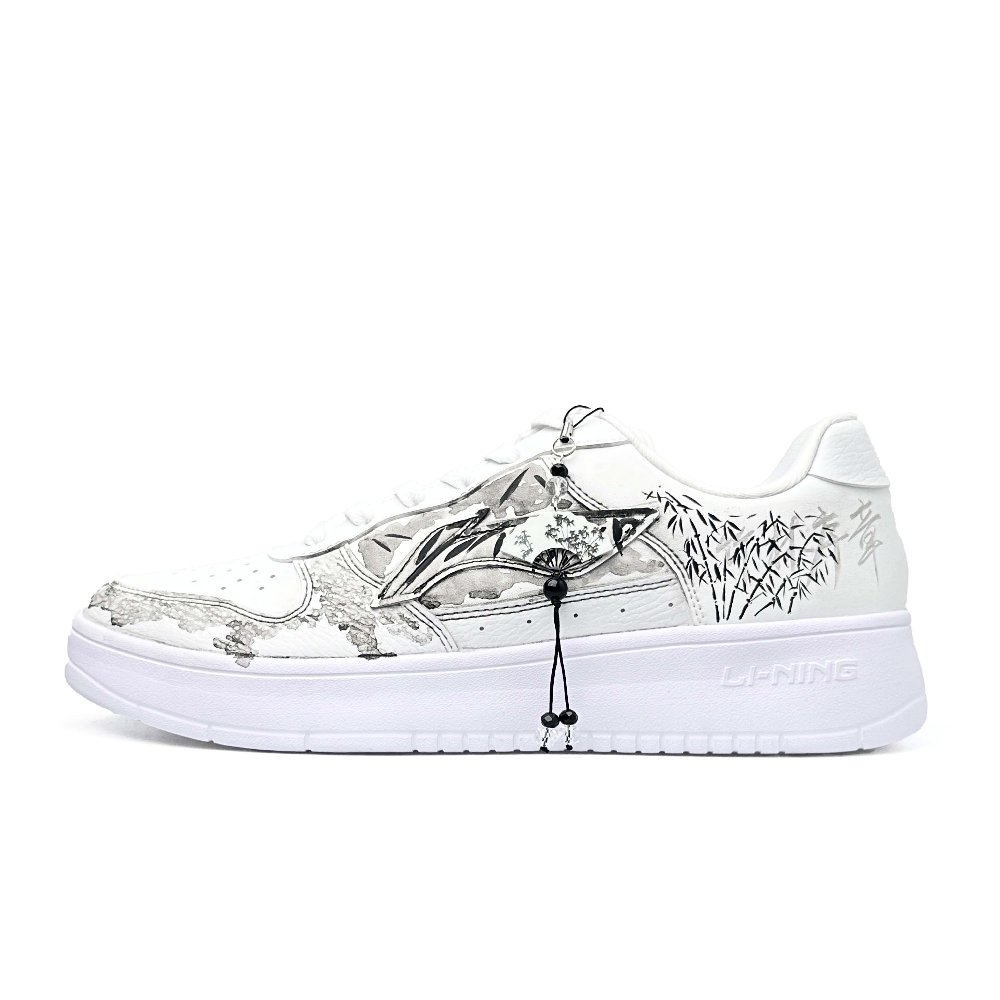 LiNing Pontoon Boats Abrasion Resistant Lightweight Slip Resistant Low Top Skateboard Shoes Unisex Black White