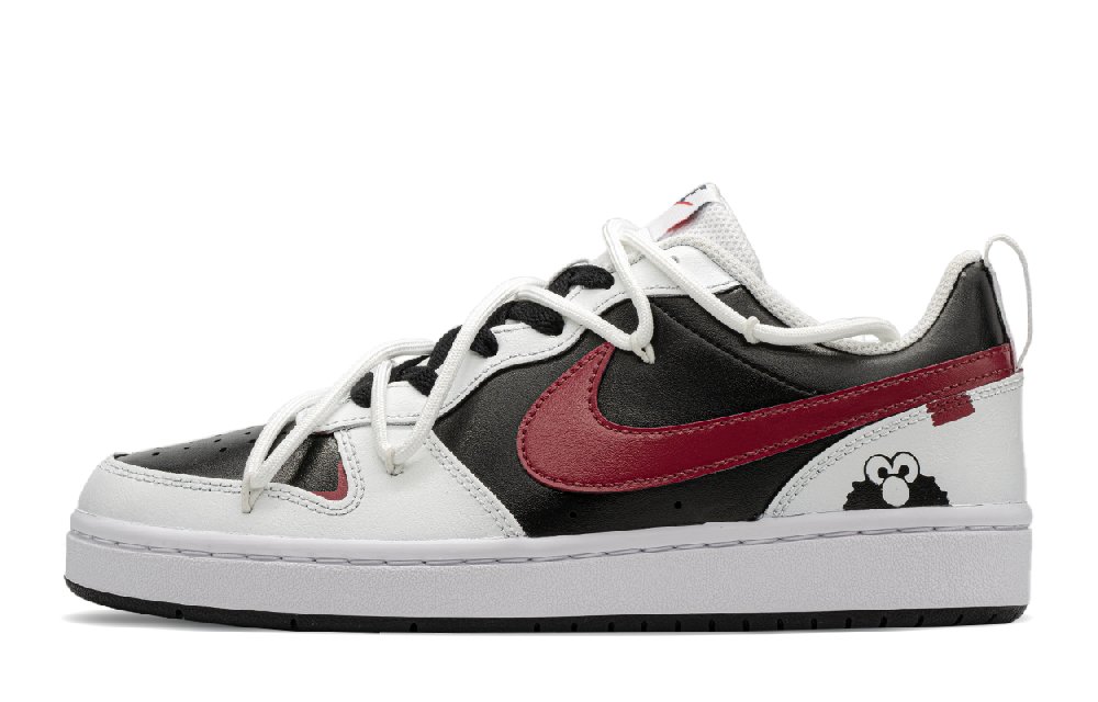Nike Court Borough Low Top Skateboard Shoes GS Black Red