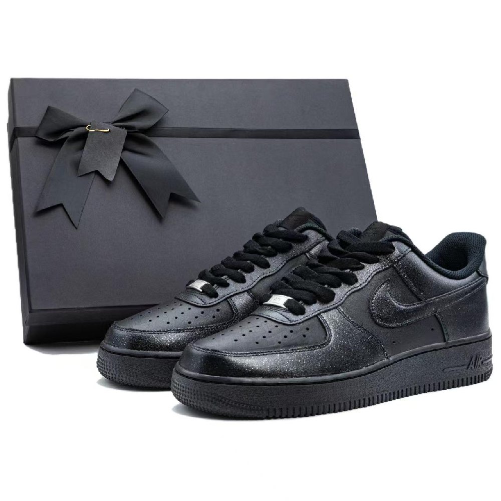 Nike Air Force 1 Abrasion Resistant Low Top Skateboard Shoes Unisex Black