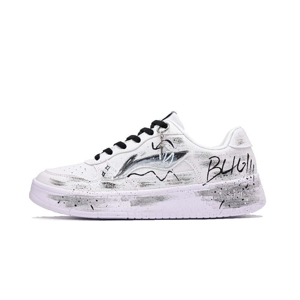 LiNing Pontoon Boats Cushioning And Abrasion Resistant Coverage Low Top Skateboard Shoes Unisex Black White