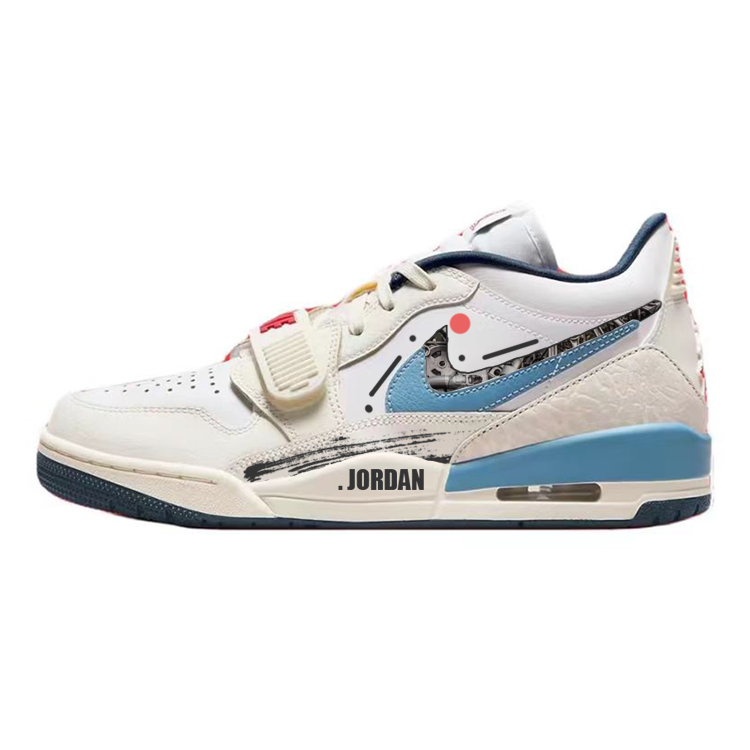 Jordan Legacy 312 Wear-Resistant Waterproof And Breathable Low-Top Vintage Basketball Shoes Unisex White Blue