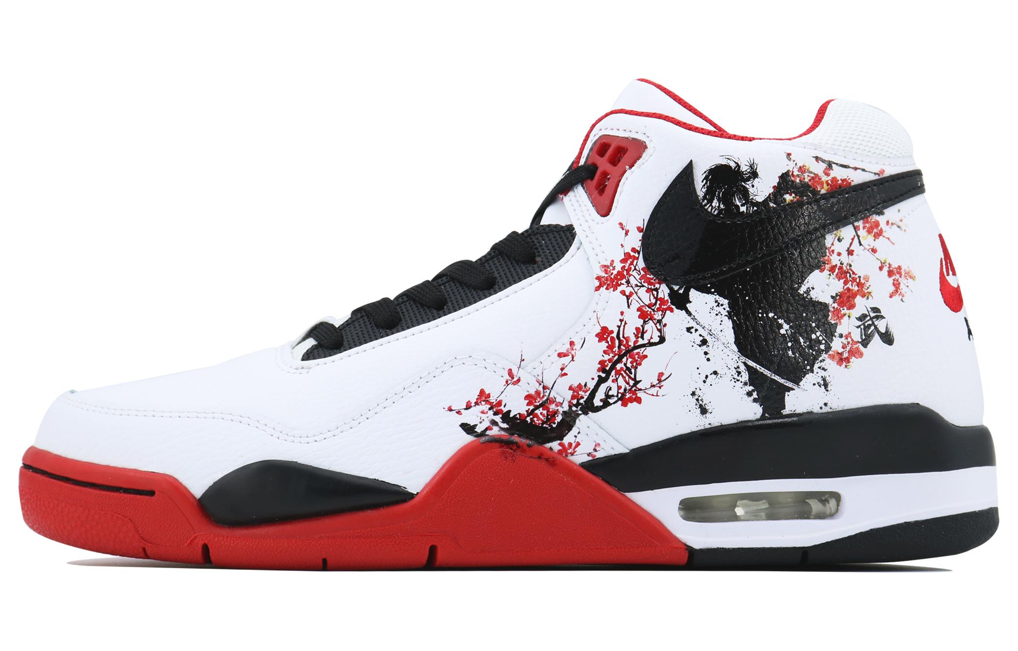 Nike Flight Legacy Mid-Top Vintage Basketball Shoes Unisex White Black Red