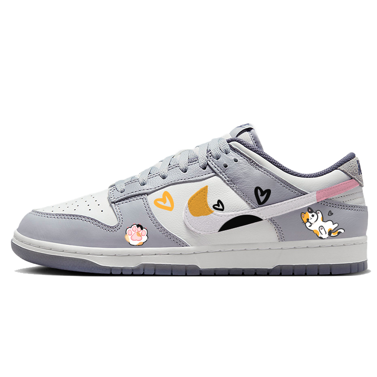 Nike Dunk Anti-Slip Wear-Resistant Low-Top Skateboard Shoes Men's White Gray