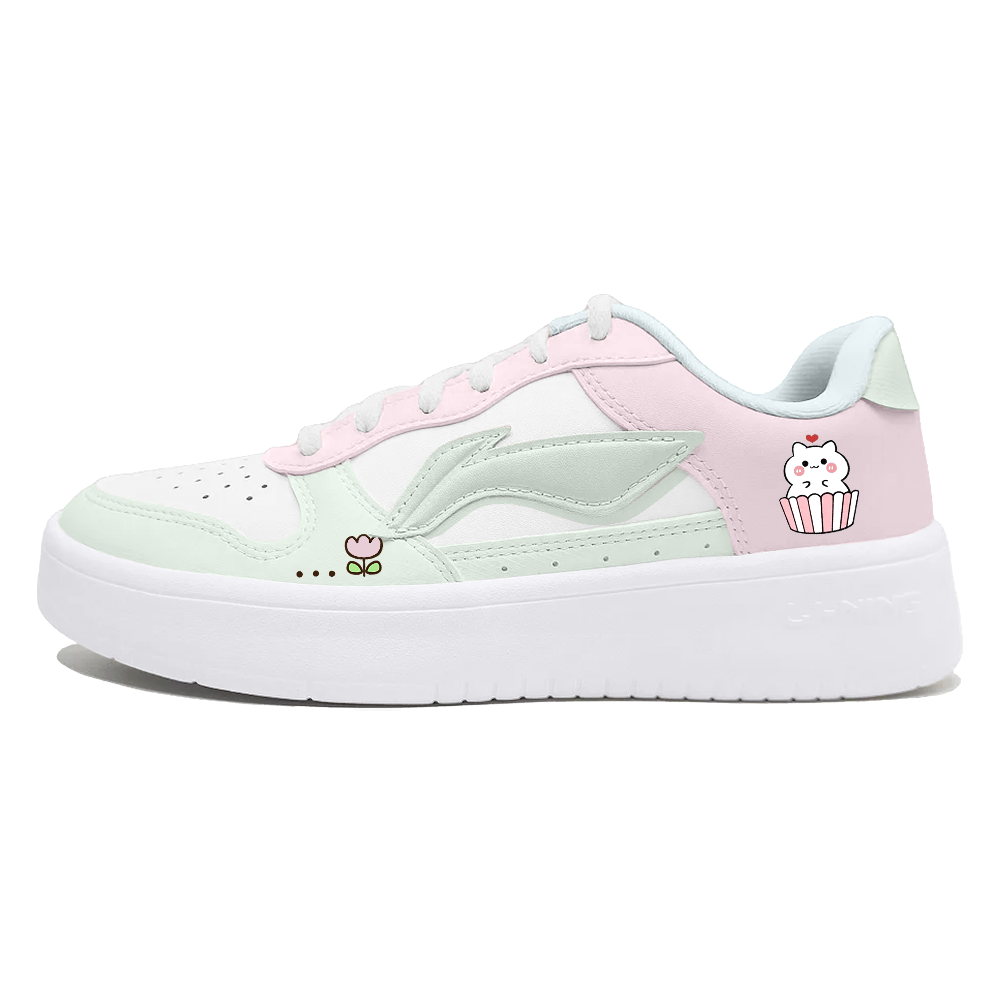 LiNing Pontoon Boats Anti Slip Wear Resistant Low Top Skateboard Shoes Women's White
