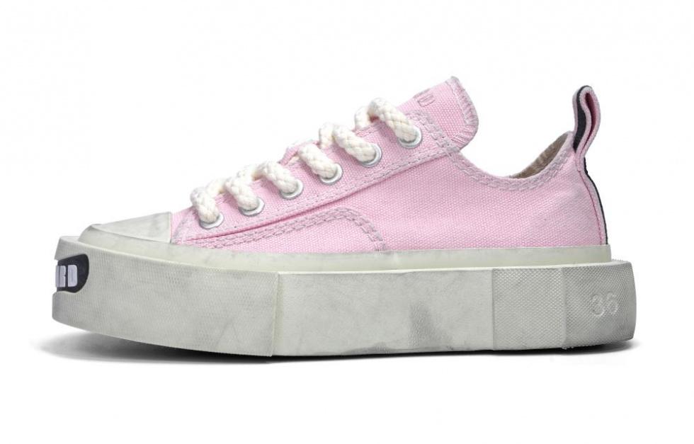 CROOKED CARD Canvas Shoes Unisex Low-Top White/Pink