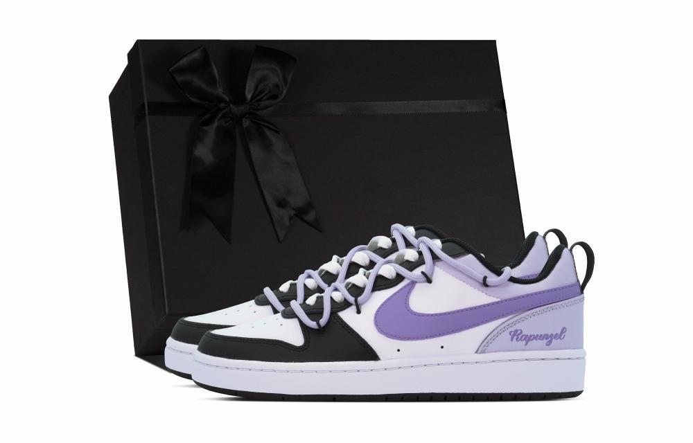 Nike Court Borough Skateboard Shoes Women's Low-Top Black/White/Purple