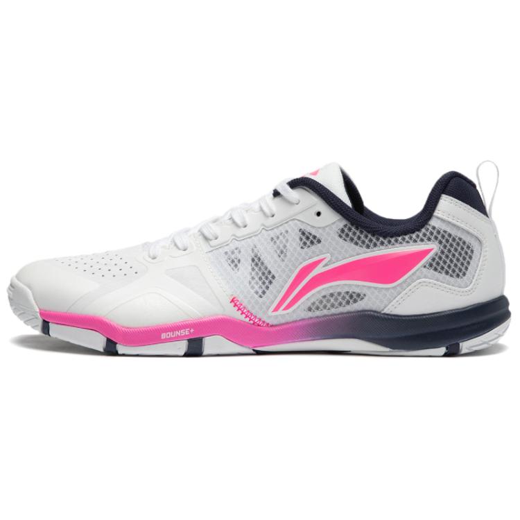 LiNing Cushioning Abrasion Resistant Functionality Low Top Table Tennis Shoes Unisex White Pink