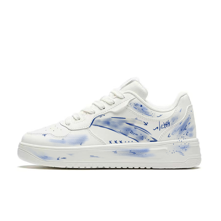 Anta Life Collection Anti Slip Wear Resistant Low Top Skateboard Shoes Unisex White Blue