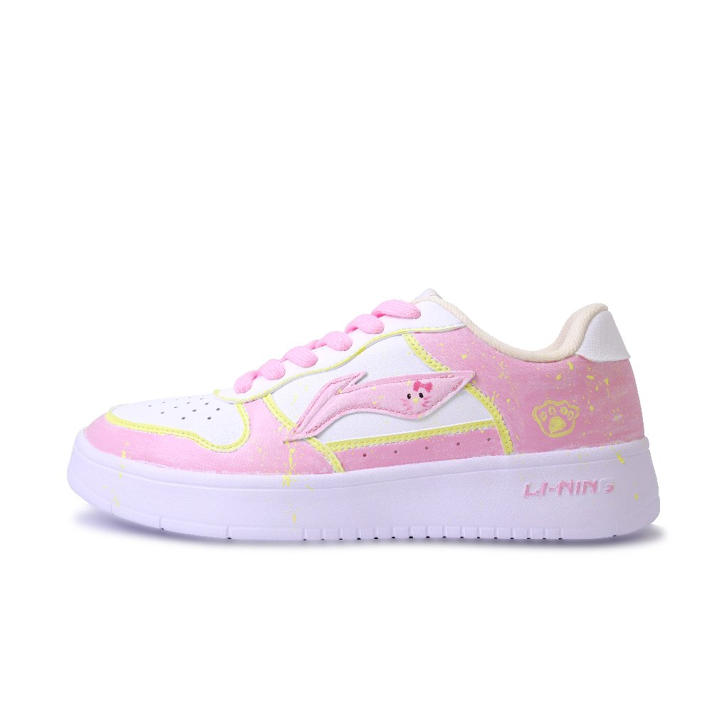LiNing Pontoon Boats Abrasion Resistant, Lightweight, And Breathable Low Top Skateboard Shoes Unisex White Pink Yellow