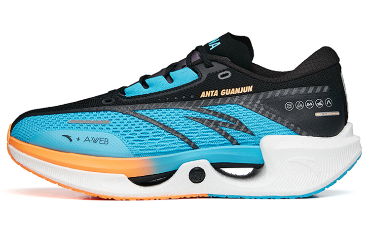 ANTA Crash Wave 1 Running Shoes Men's Low top Blue/Fluorescent Glaze Orange/Black
